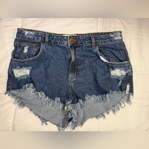 One Teaspoon Denim Distressed Short Jean Shorts